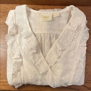 Maeve by Anthropologie Ivory Lace Blouse